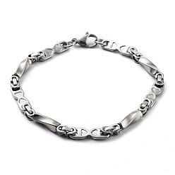Stainless Steel Color 304 Stainless Steel Oval with Heart Link Chain Bracelet, Stainless Steel Color, 9-1/8 inch(23cm)