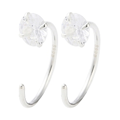 Плоский Круглый 999 тонкие серебряные серьги с микропаве из прозрачных кубических цирконий, серебряные, плоско-круглые, 12.5x4 мм