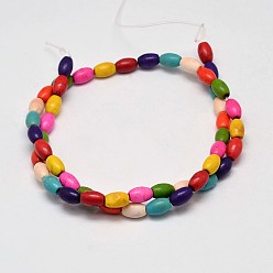 Mixed Color Dyed Synthetic Turquoise Bead Strands, Oval, Mixed Color, 8x5mm, Hole: 1mm, about 49pcs/strand, 15.7 inch