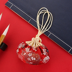 Red Flower Embroidery Silk & Satin Drawstring Sachet Bags with Tassel, for Jewelry, Red, 10x8.5cm