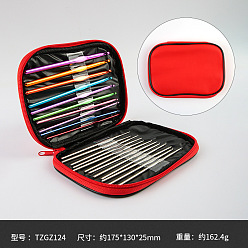 Red DIY Knitting Needles Sets, Inlcuding Stainless Steel & Aluminum Alloy Hook Needles, Red, 125~145x0.6~6.5mm, 22pcs/set