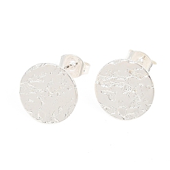 Серебро 304 Выводы серьги из нержавеющей стали шпилька, со спинкой серьги и петлей, , плоско-круглые, серебряные, 12x1 мм, отверстие : 1.4 мм, штифты : 0.7 мм