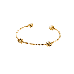 Настоящее золото 14K 304 из нержавеющей стали манжеты браслеты, узел, ионное покрытие (ip), реальный 14 k позолоченный, внутренний диаметр: 2-3/8 дюйм (6 см)