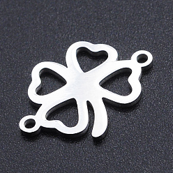 Stainless Steel Color 201 Stainless Steel Links connectors, Clovers, Stainless Steel Color, 19.5x14x1mm, Hole: 1.4mm
