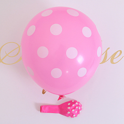 Pearl Pink Polka Dot Pattern Round Rubber Inflatable Balloons, for Festive Party Decorations, Pearl Pink, 330mm, 100pcs/bag