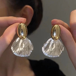 D0122 shell earrings-glossy style 925 серебряные серьги-ракушки с яркими веерообразными подвесками – стиль отпуска, винтаж, элитный.