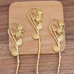 Golden Alloy Strawberry Hair Sticks for Enamel, Long-Lasting Plated Hair Accessories for Women, Golden, 178x30mm