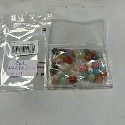 Mixed Color 38Pcs 19 Colors Acrylic Pendants, with Brass Loops, Nuggets & Round, Mixed Color, 16.5~19x12~12.5x11.5~12mm, Hole: 1.8~2mm, 2pcs/style