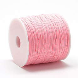 Pink Polyester Cords, Pink, 0.8mm, about 131.23~142.16 yards(120~130m)/roll