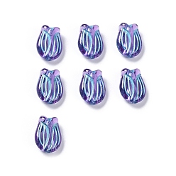 Medium Orchid Plating Transparent Acrylic Beads, Metal Enlaced, Tulip, Medium Orchid, 16x11.5x7mm, Hole: 2mm, about 670pcs/500g