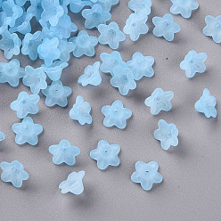 Васильковый Прозрачные акриловые бусины, цветок, матовые, васильковый, 10x5 мм, отверстие : 1 мм, Около 420 шт / 50 г