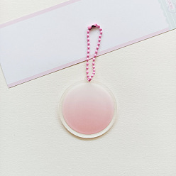 Misty Rose Gradient Color Plastic Keychain Blanks, with Ball Chains, Round Shape, Misty Rose