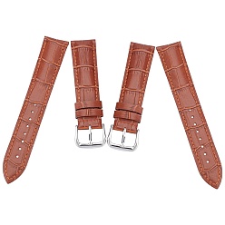 Chocolate Gorgecraft Leather Watch Bands, with 304 Stainless Steel Clasps, Chocolate, 88~120x18x2.5~4.5mm