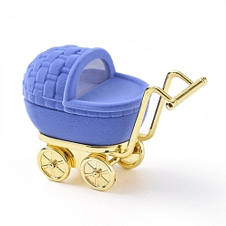 Cornflower Blue Baby Carriage Shape Velvet Jewelry Boxes, Jewelry Storage Case, for Ring Earrings Necklace, Cornflower Blue, 8.5x4.2x6.4cm