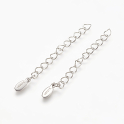 Stainless Steel Color Stainless Steel Chain Extender, Curb Chains, Oval  Carved with S.steel Charms, Stainless Steel Color, 55~60x4mm