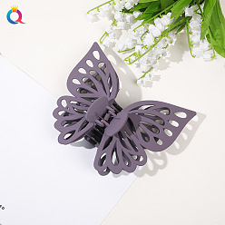 14cm Hollow Butterfly - Deep Purple Матовая заколка для волос в виде бабочки, двухслойная, аксессуары для волос в виде когтей акулы
