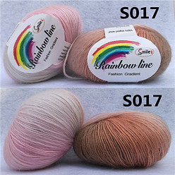 Pink Wool Knitting Yarn, Segment Dyed, Crochet Yarn, for DIY Hat Scarf Cape, Pink, 2mm, about 196.85 yards(180m)/skein