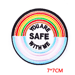 Round Computerized Embroidery Cloth Iron on/Sew on Patches, Word Pattern Costume Accessories, Round Pattern, 70mm