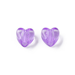 Medium Orchid Transparent Acrylic Beads, Heart, Medium Orchid, 8x8.5x5.5mm, Hole: 2.5mm, about 2030pcs/500g