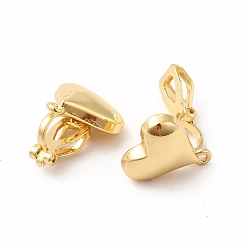 Golden Alloy Clip-on Earring Findings, with Horizontal Loops, Heart, Golden, 16x14x9.5mm, Hole: 1.2mm