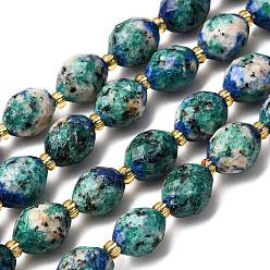 Голубой Нити бусин из натуральной кунжутной яшмы, граненые, в форме риса, с ЮВАО бисером, голубой, 9.5x7.5~8 мм, отверстие : 1 мм, около 34 шт / нитка, 15.08'' (38.3 см)