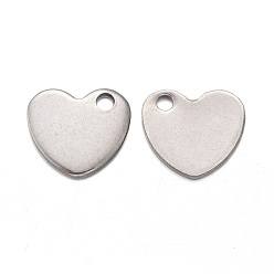 Stainless Steel Color 201 Stainless Steel Charms, Laser Cut, Stamping Blank Tag, Heart, Stainless Steel Color, 9x10x0.8mm, Hole: 1.4mm