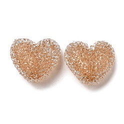 Pérou Perles en résine, avec strass, coeur drusy, Pérou, 17x19x10.5mm, Trou: 1.6mm