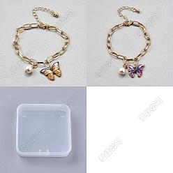 (52) Непрозрачная лаванда 4шт. 2 цвета браслеты с подвесками в виде бабочек из сплава, браслеты из золотых железных цепочек в виде скрепок для женщин, разноцветные, 7-1/8 дюйм (18 см), 2 шт / цвет