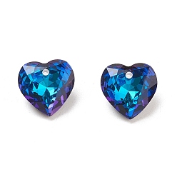 Bermuda Blue Glasrhinestoneanhänger, facettiert, Herz, facettiert, Bermuda Blue, 14.5x14.5x6.5 mm, Bohrung: 1.5 mm