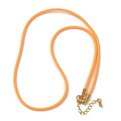 Оранжевый 2мм круглый нейлоновый миланский шнур для изготовления ожерелья, с латунными выводами и 303 застежками из лобстера из нержавеющей стали, реальный 18 k позолоченный, оранжевые, 18.50~18.70 дюйм (47~47.5 см)