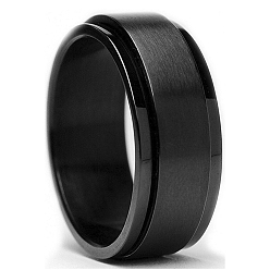 None Black Stainless Steel Rotating Finger Ring, Fidget Spinner Ring for Calming Worry Meditation, None, US Size 7(17.3mm)