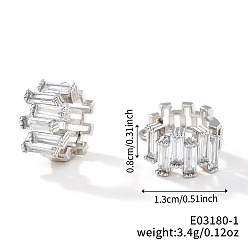 Серебро Блестящие минималистичные модные латунные серьги-кольца, с геометрическим узором из страз в форме круга, серебряные, 13x8 мм