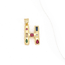 Letter H Латунные микро проложить кубического циркония подвески, письмо амулеты, Письмо ч, 24x15 мм