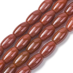 Красный Агат Овальные природные сердолика бусы пряди, окрашенная и подогревом, 20x12 мм, отверстие : 1 мм, около 19 шт / нитка, 15.5 дюйм