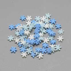 Mixed Color Handmade Polymer Clay Cabochons, Snowflake, Mixed Color, 4x5x0.3~2mm, about 9400pcs/200g