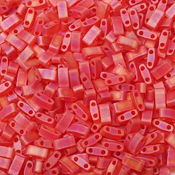 (HTL140FR) Matte Transparent Red Orange AB MIYUKI Half TILA Beads, Japanese Seed Beads, 2 Hole, (HTL140FR) Matte Transparent Red Orange AB, 5x2.3x1.9mm, Hole: 0.8mm, about 1250pcs/50g