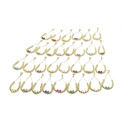 Couleur Mélangete Bracelets coulissants à perles rondes en laiton plaqué en rack pour femmes, bracelets réglables papillon en verre plaqué longue durée, sans nickel et sans plomb, réel 18 k plaqué or, couleur mixte, diamètre intérieur : 1-1/2~2-7/8 pouces (3.7~7.2 cm)
