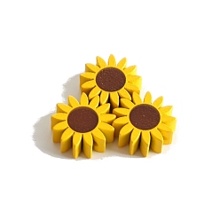 Yellow Spray Painted Wood Beads, Sunflower Bead, Yellow, 22mm