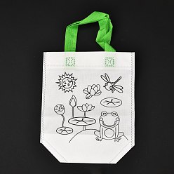 Лягушка Прямоугольные нетканые diy экологические каракули сумки, с ручками, для детей поделки своими руками, рисунок лягушки, 360 мм