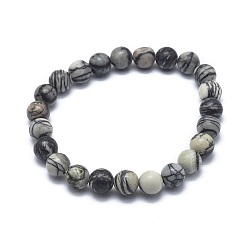 Netstone Bracelets extensibles de perle de pierre naturelle, ronde, 2-1/8 pouces ~ 2-3/8 pouces (5.5~6 cm), perle: 8 mm