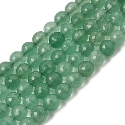 Cuarzo Fresa Cuentas de cuarzo de fresa verde natural hebras, facetado (128 facetas), rondo, 7.5~8 mm, agujero: 0.9 mm, sobre 47 unidades / cadena, 14.76'' (37.5 cm)