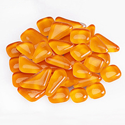 Orange Transparent Glass Cabochons, Mosaic Tiles, for Home Decoration or DIY Crafts, Triangle & Square, Orange, Square: 12x12x4mm, Triangle: 13x23x4.8mm, 640pcs/1000g