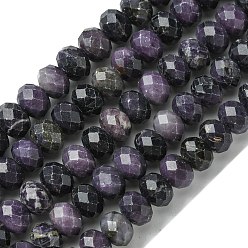 Sugilite Natural Sugilite Beads Strands, Faceted, Rondelle, 8.5~9x6.5~7mm, Hole: 0.9mm, about 60pcs/strand, 16.06''(40.8cm)