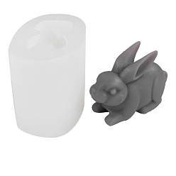 Rabbit Easter Themed Candle Molds, Silicone Molds, for Homemade Beeswax Candle Soap, White, Rabbit Pattern, 7.1x3.8x4.6cm, Finished Product: 6.1x2.4x4.1cm