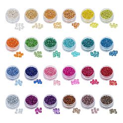 Mixed Color Grade A Glass Beads, Silver Lined Two Cut Seed Beads, Round Hole, Hexagon, Mixed Color, 1.5~2.5x1.5~2mm, Hole: 0.8mm, 24pcs/set