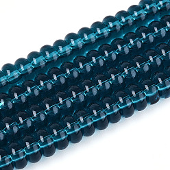 Стально-синий Прозрачные стеклянные бусины, рондель, стальной синий, 6~6.5x3 мм, отверстие : 1 мм, около 103~118 шт / нитка, 14.57~14.96 дюйм (37~38 см)