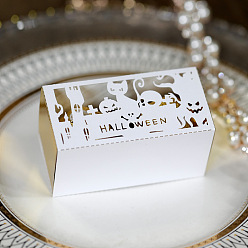 White Hollow Cardboard Candy Boxes, Halloween Gift Package Supplies, Rectangle, White, 8x4x3.8cm