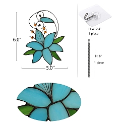 Бирюза Акриловые оконные драпировки с цветком лилии, с крюком, для окна ловец солнца для интерьера, бирюзовые, 150x120x4 мм