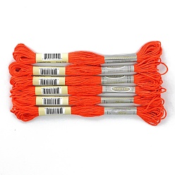Orange Red 6 Skeins 6-Ply Embroidery Foss, Luminous Polyester Cord, Embroidery Thread, Orange Red, 0.5mm, 8m/skein