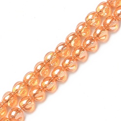 Dark Orange Electroplate Transparent Glass Beads Strands, Pearl Luster Plated, Twist, Dark Orange, 9.5x10x10mm, Hole: 1.5mm, about 66pcs/strand, 25.98 inch(66cm)